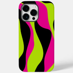 Funda Para iPhone 14 Pro Max De Case-Mate Ebb y Flow 4 en verde limón, rosa caliente y negro