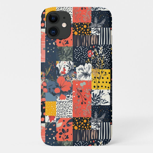 Funda De Case-Mate Para iPhone Ecléctico Patchwork Botánico Audaz con Lunares (Reverso)