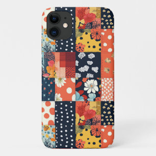 Funda Para iPhone 11 Ecléctico Patchwork Floral de Azul Coral Cottage