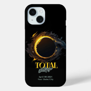 Funda Para iPhone 15 Eclipse solar total 2024 Cósmico Guay de tu ciudad