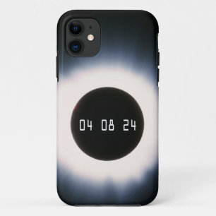 Funda Para iPhone 11 Eclipse solar total 2024 en blanco y negro