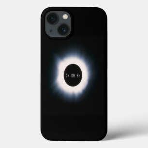 Funda Para iPhone 13 Eclipse Total de Sol de 2024 en Blanco y Negro