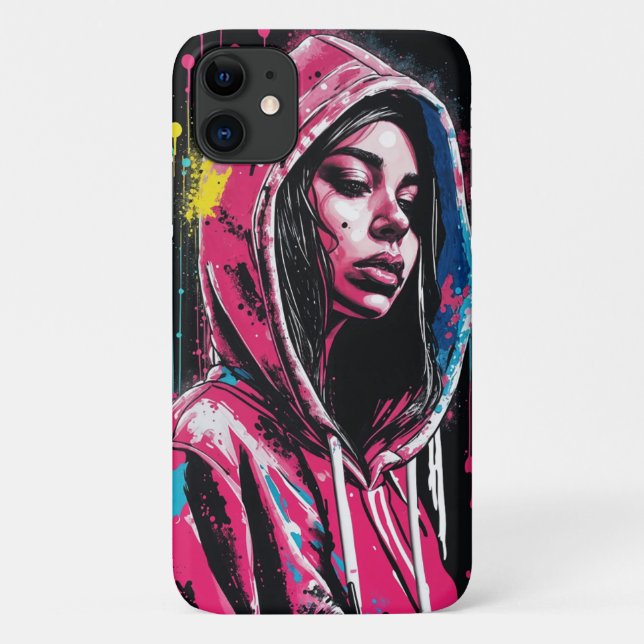 Funda De Case-Mate Para iPhone Edgy Graffiti Chica (Reverso)