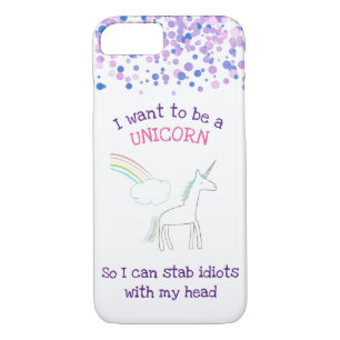 Funda Para iPhone 8/7 Edgy Unicorn con arcoiris y confetti graciosos