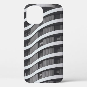 FUNDA PARA iPhone 12 EDIFICIO COMERCIAL GRIS Y NEGRO