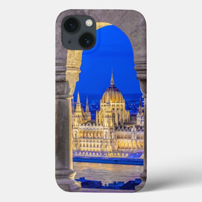 Funda De Case-Mate Para iPhone Edificio del Parlamento húngaro al anochecer (Reverso)