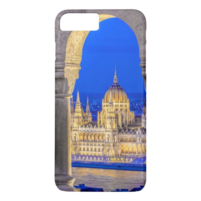 Funda De Case-Mate Para iPhone Edificio del Parlamento húngaro en el atardecer (Reverso)