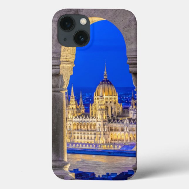 Funda De Case-Mate Para iPhone Edificio del Parlamento húngaro en el atardecer (Reverso)