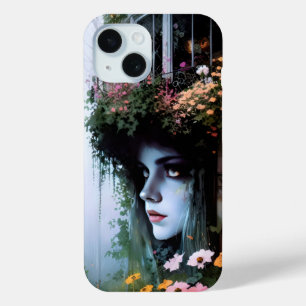 Funda Para iPhone 15 Edificio floral de cabeza de mujer de arte surreal