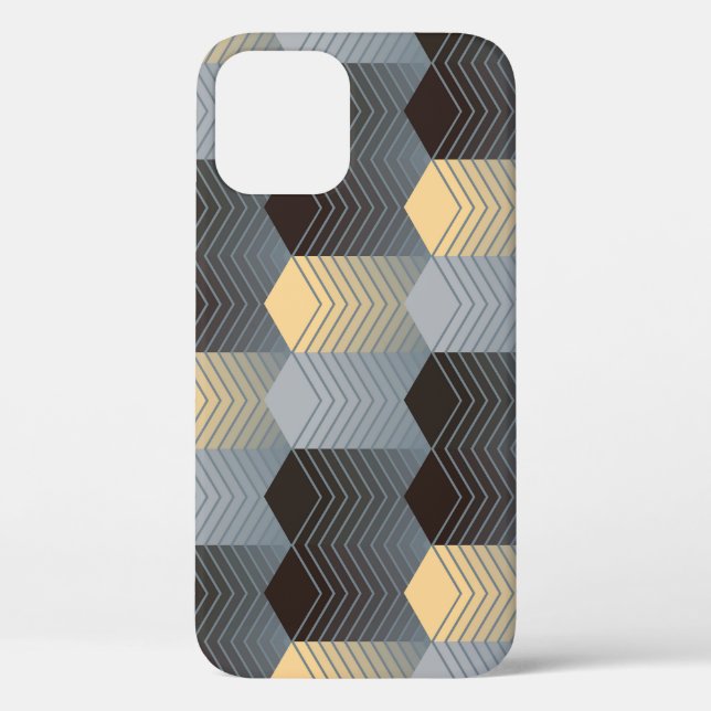 Funda De Case-Mate Para iPhone Edificios geométricos plateados, patrón abstracto. (Reverso )