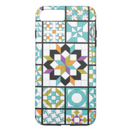 Funda Para iPhone 8 Plus/7 Plus Edredón moderno del dechado de la turquesa