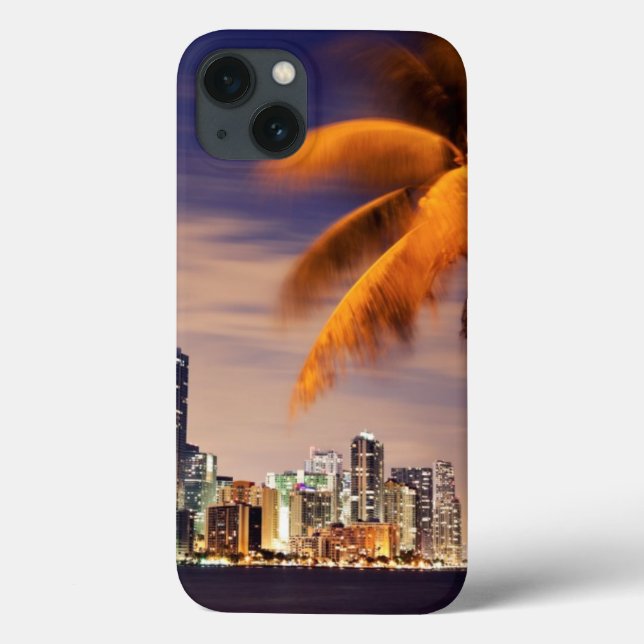 Funda De Case-Mate Para iPhone EE.UU., Florida, Miami skyline al atardecer (Reverso)