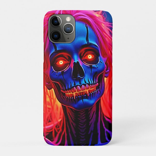 Funda De Case-Mate Para iPhone Eerie Skeleton con diseño de pelo rosado (Reverso)