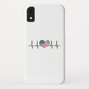 Funda Para iPhone XR EEUU Flag Hearbeat ECG Electrocardiografía