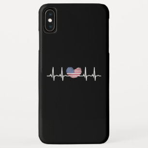 Funda Para iPhone XS Max EEUU Flag Hearbeat ECG Electrocardiografía