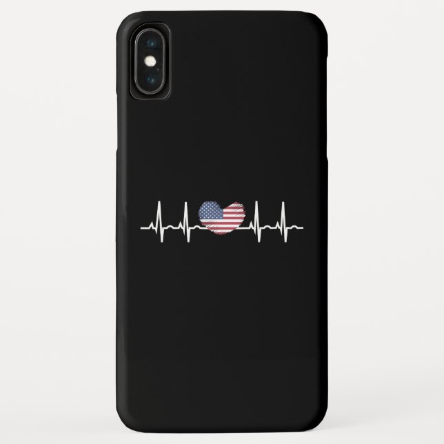 Funda De Case-Mate Para iPhone EEUU Flag Hearbeat ECG Electrocardiografía (Reverso)