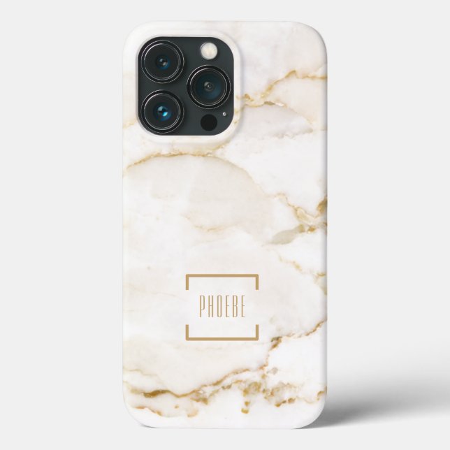 Funda De Case-Mate Para iPhone Efecto de mármol dorado personalizado nombre (Reverso )