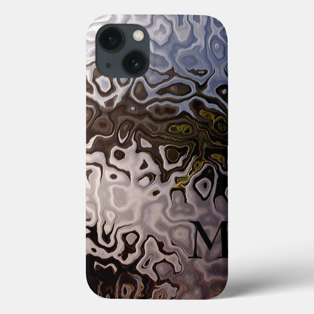 Funda De Case-Mate Para iPhone Efecto de Serpiente Brillante Marrón Gris con Mono (Reverso)