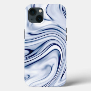 Funda Para iPhone 13 Efecto giratorio de mármol azul y blanco