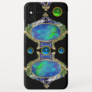 FUNDA PARA iPhone XS MAX EFECTO OPAL VERDE AZUL ABSTRACTO CON GEMSTONES