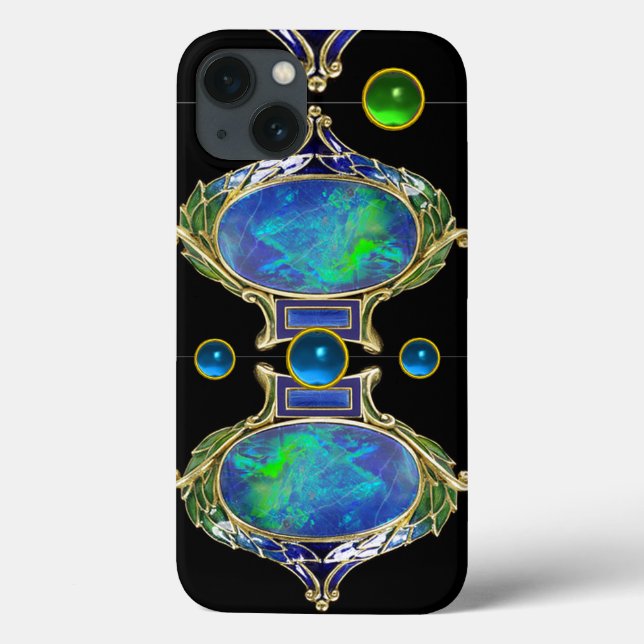 FUNDA DE Case-Mate PARA iPhone EFECTO OPAL VERDE AZUL ABSTRACTO CON GEMSTONES (Reverso)