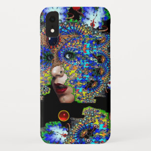 FUNDA PARA iPhone XR EFEMERAL/ MUJER CON MÁSCARA FRACTAL COLORIDA