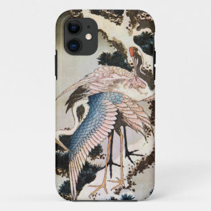 Funda Para iPhone 11 el 松に鶴, 北斎 Cranes en el árbol de pino, Hokusai,