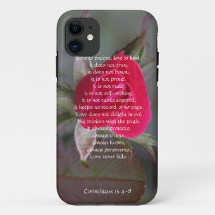 Funda Para iPhone 11 El amor es paciente, Corinthians, brote del rosa
