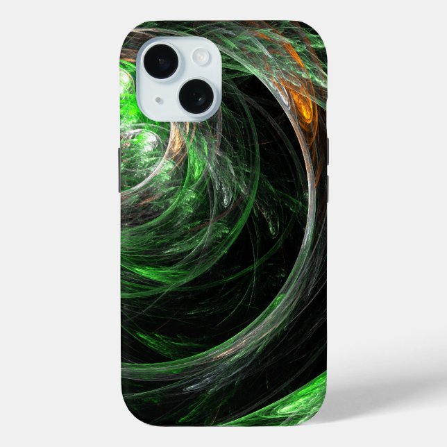 Funda De Case-Mate Para iPhone El arte del resumen verde mundial (Reverso )