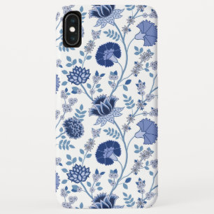 Funda Para iPhone XS Max El azul del gran patrón de flores jacobeas en blan