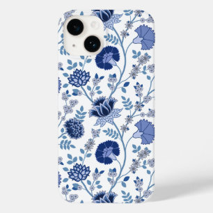 Funda Para iPhone 14 De Case-Mate El azul del gran patrón de flores jacobeas en blan