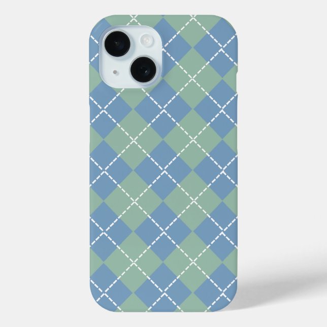 Funda De Case-Mate Para iPhone El azul oscuro y el gris jade Argyle (Reverso )