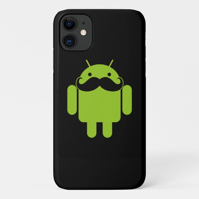 Funda De Case-Mate Para iPhone El bigote de Robot Android en negro (Reverso)