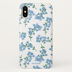 Funda Para iPhone X El blanco azul me olvida no estampado de flores