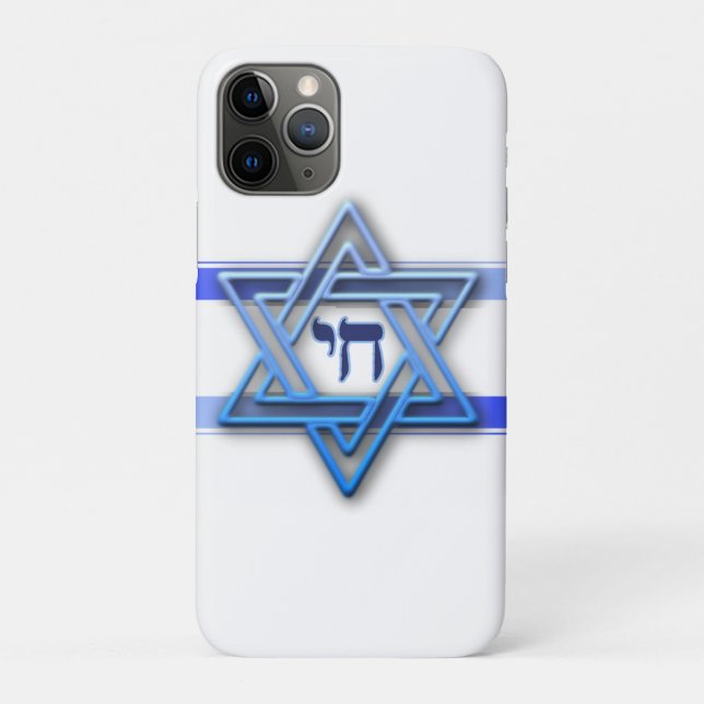 Funda De Case-Mate Para iPhone El blanco azul y la estrella de David (Reverso)