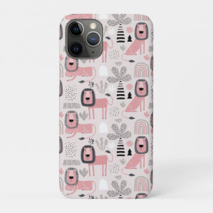 Funda Para iPhone 11 Pro El Boho de los Leones Negros Rosados Lluvia