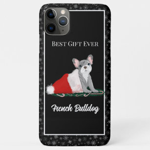 Funda Para iPhone 11 Pro Max El Bulldog francés "Puppy" en el Gorra de Santa no
