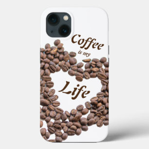 Funda Para iPhone 13 El café es mi vida con el corazón de los granos de