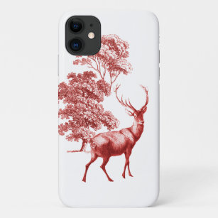 Funda Para iPhone 11 El ciervo rojo en un bosque blanco
