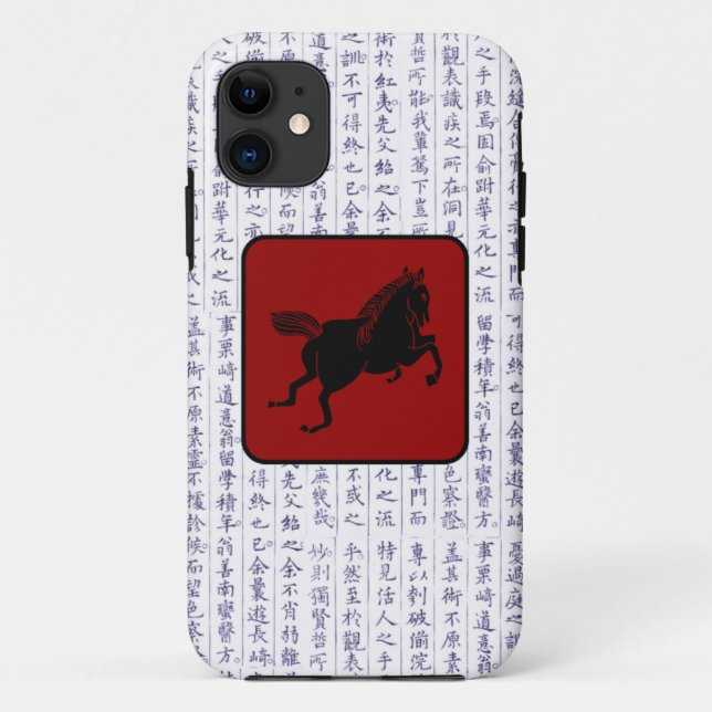 Funda De Case-Mate Para iPhone El clan japonés Kamon Kanji Script Horse (Reverso)