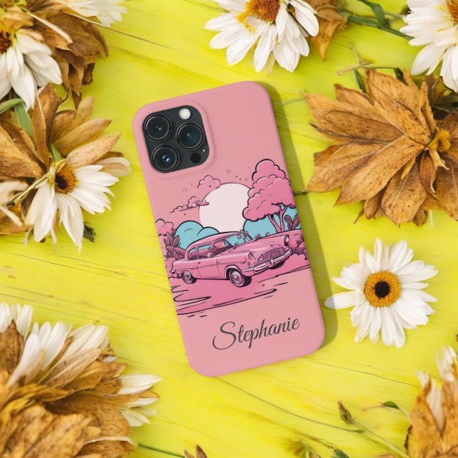 Funda De Case-Mate Para iPhone El coche rosa Sunset Bosque Lady Girlfriend Gift (Subido por el creador)