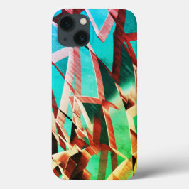 Funda Para iPhone 13 El color marrón se extiende sobre el fondo verde o