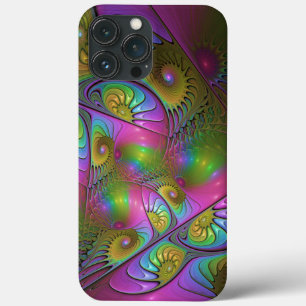 Funda Para iPhone 13 Pro Max El colorido arte fractal abstracto luminoso y trip