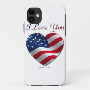 Funda Para iPhone 11 El corazón de la bandera de Estados Unidos te amo