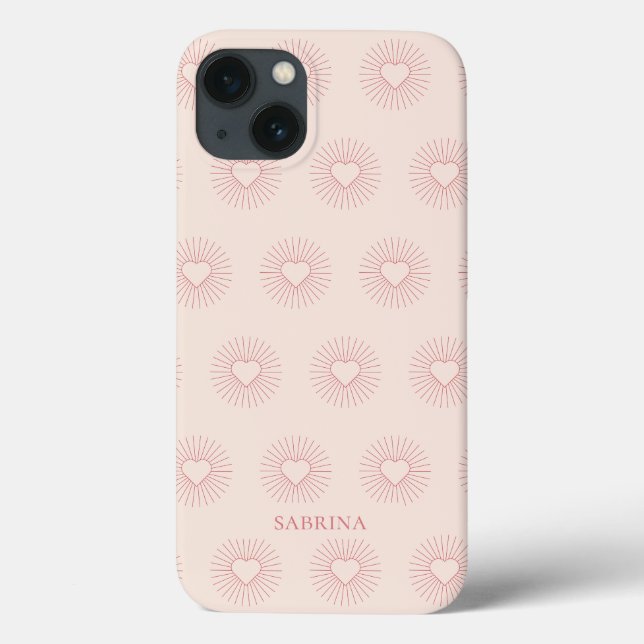 Funda De Case-Mate Para iPhone El corazón rosado de moda personalizado (Reverso)