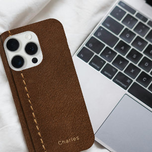 Funda Para iPhone 15 Pro El cuero marrón clásico parece moderno