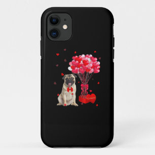 Funda Para iPhone 11 El día de San Valentín Cute Pug Perro del Corazón