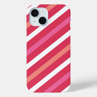 Funda Para iPhone 15 El día de San Valentín de patrón de franjas de gol