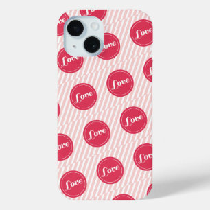 Funda Para iPhone 15 El día de San Valentín del patrón de puntos de amo
