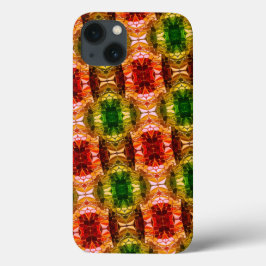 Funda Para iPhone 13 El dibujo redondeado genera formas rojas, verdes y
